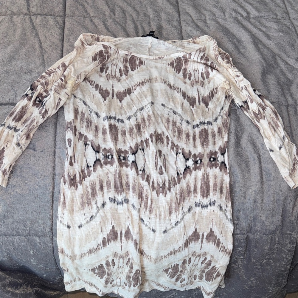 Mini dress Express Cream and Brown Abstract Top